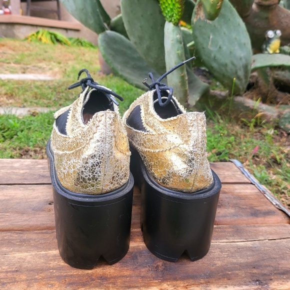 Gold Metallic Mesh Platform Creepers - Picture 3 of 4